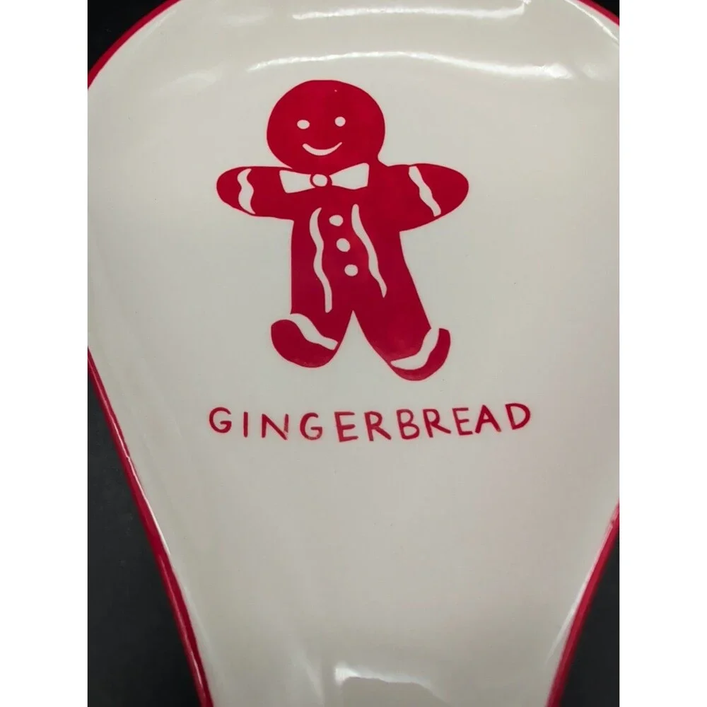 Molly Hatch Gingerbread Spoon Rest Red White Christmas Holiday